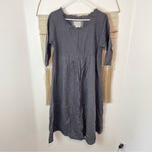 Breathe Linen Lagenlook Gray Midi Dress OS